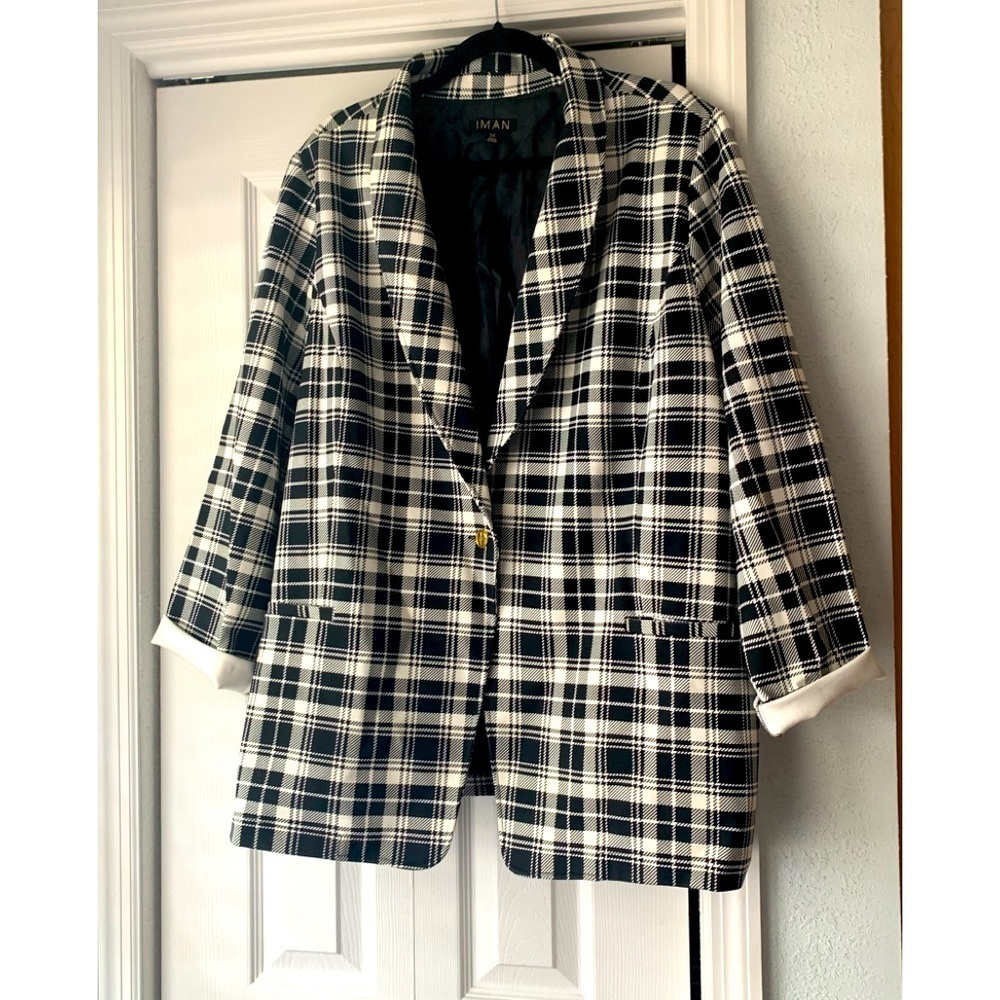 IMAN black and white square patterned jacket size  3X​